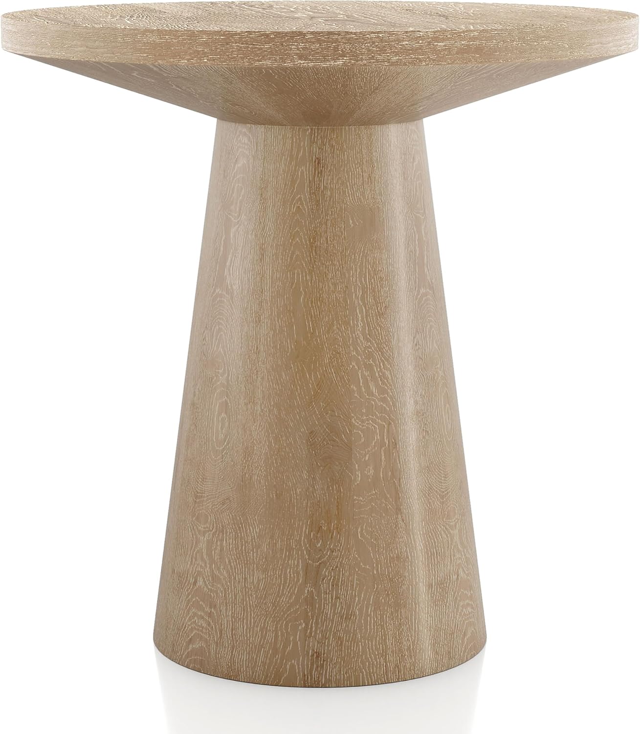 Furniture of America Crambel Modern Solid Rubberwood 20-inch Round End Table with Cone-Shaped Pedestal Base, Living Room Furniture for Small Space, Home Office, Oak Finish