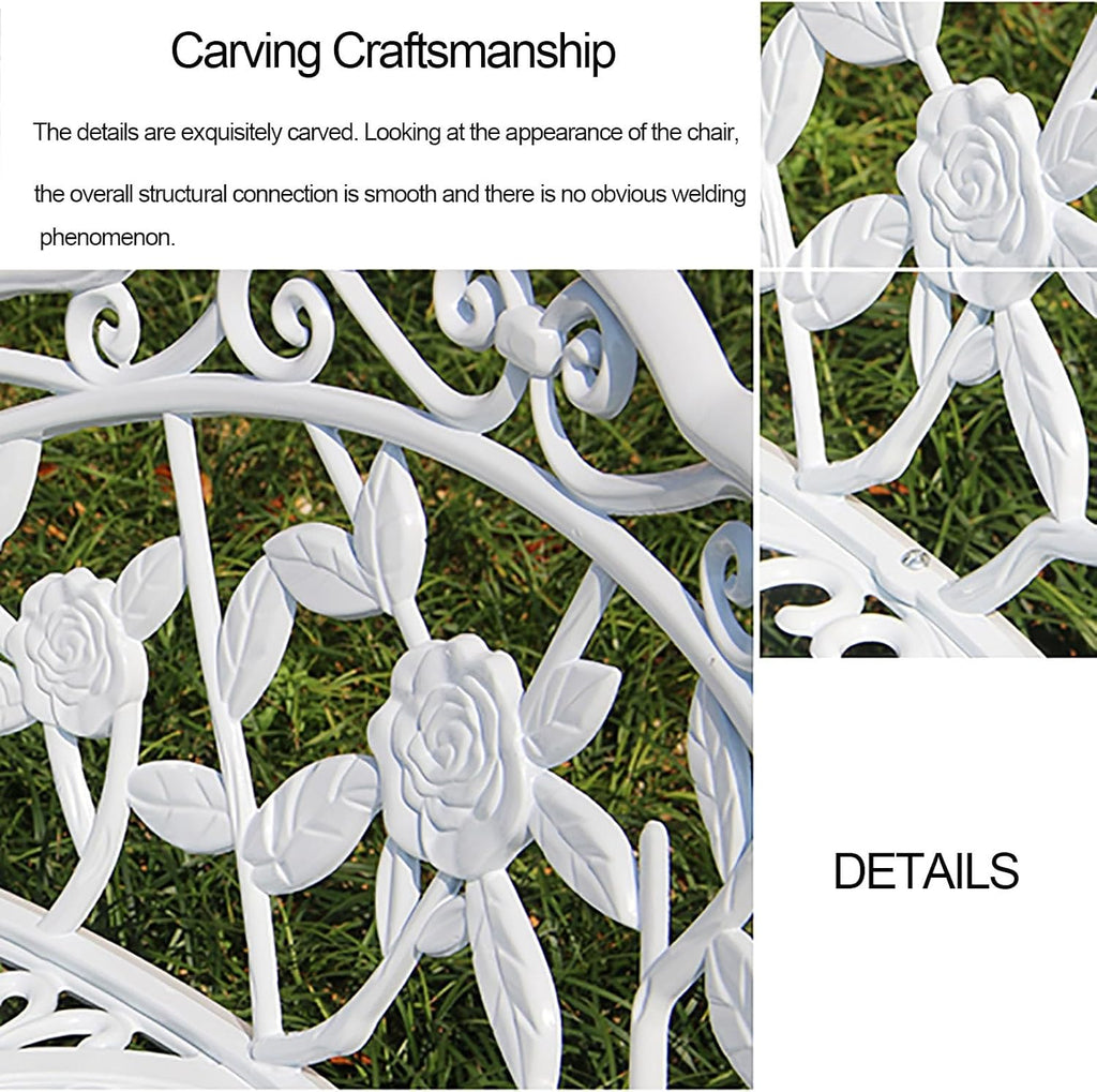 Patio Bench Double Seat, Cast Aluminum Outdoor Furniture with Floral Rose for Patio, Park, Lawn, Yard(C1)