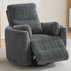 Nursery Rocking Chair, Boucle Upholstery Recliner with 2 Pillow, Swivel Glider Reclinerr, Power Reclining Sofa Chair for Living Room/Office/Apartment/Dark Gray