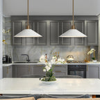 KSANA Pendant Lights Kitchen Island, 14'' Gold and White Pendant Light Fixtures, Modern Large Metal Kitchen Pendant Lighting Over Island