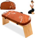 Zaveur Bamboo Meditation Bench with Cushion - Foldable Bench for Multiple Seating Angles - Kneeling Chair Meditation Stool - Yoga Chair Prayer Bench for Deeper and Longer Meditation - Brown