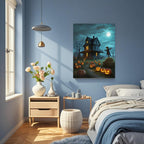 TINDAY Paint by Numbers Kit for Adults Paint by Number for Aults Beginner Pumpkin DIY Canvas Painting by Numbers Haunted House Acrylic Painting Arts Craft for Home Deco 16x20 Inch