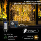 suddus 300 LED Curtain Lights Warm White 2PACK