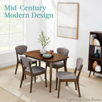Best Choice Products 5-Piece Dining Set, Compact Mid-Century Modern Table & Chair Set for Home, Apartment w/ 4 Chairs, Padded Seats & Backrests, Wooden Frame - Walnut/Oatmeal