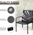 Shintenchi 3 Pieces Patio Bistro Sets, Outdoor Textilene Fabric Conversation Bistro Set, Textilene Fabric Front Porch Chairs Small Patio Furniture Set with Table for Lawn,Garden,Balcony (Black)