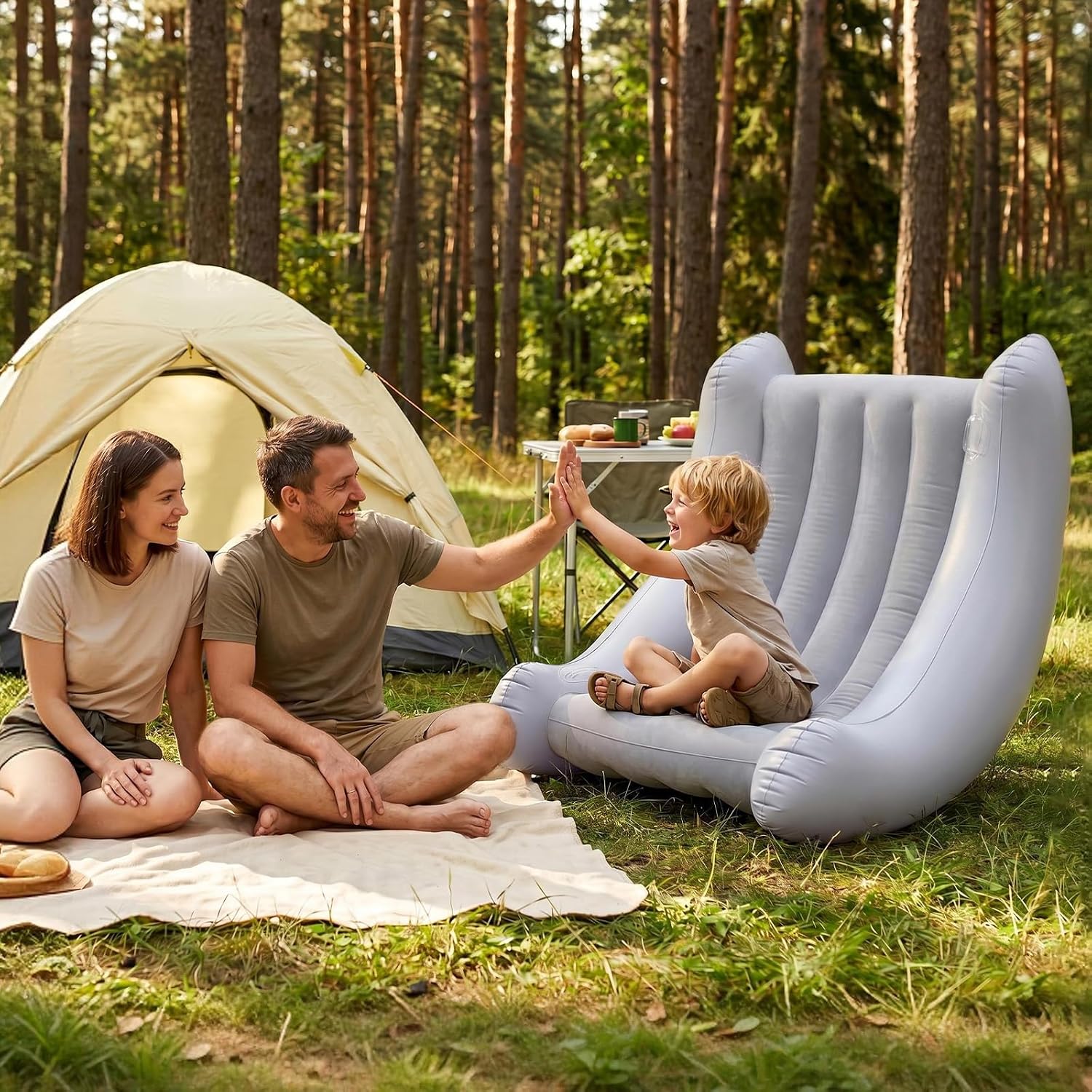 Autism Sensory Inflatable Rocking Chair for Kids, Sensory Room Must Haves Crash Pads Bubble Bouncer Sensory Play Equipment (Gray, 46.5-42.5-32.7inches)
