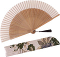 8.27"(21cm) Hand Held Bamboo Silk Folding Fan Foldable Hand Fan,Chinese/Japanese Charming Elegant Vintage Retro Style,Women Ladys Girls Best Gifts，Brown
