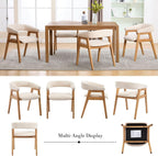 BESTANO Dining Chairs Set of 6, Modern Farmhouse Beige Linen Upholstered Kitchen Chairs with Arms, Solid Wood Legs, Elegant Padded Side Chairs for Home Dining Room