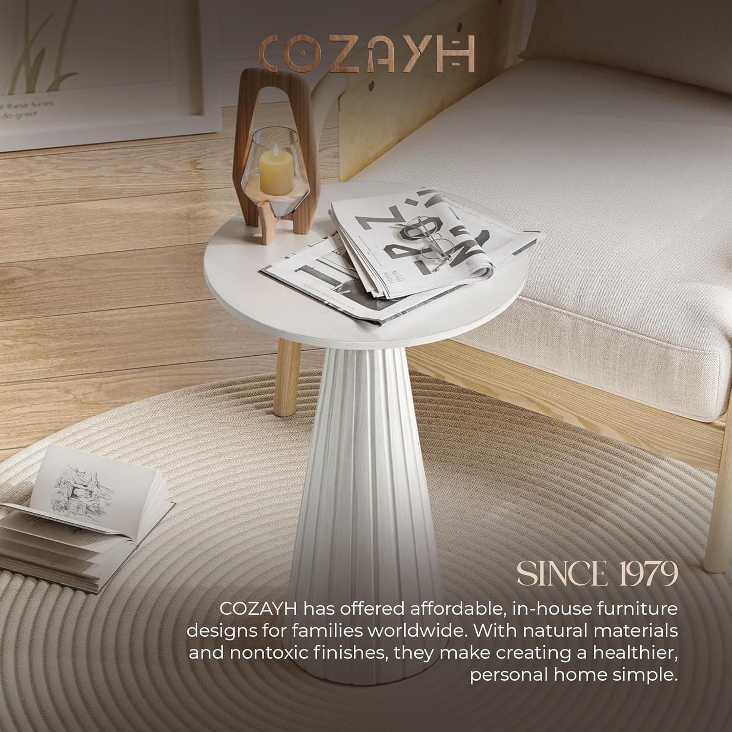 COZAYH Pedestal Small Drink Round Martini Table for Living Rooms or Bedrooms