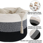 65L Large Blanket Basket,Woven Rope Laundry Basket Hamper with Handles,Decorative Nursery Basket Storage Bin for Toys, Pillows, Clothes Organizer, Living Room, Bedroom, Bathroom, Black