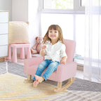 Toddler Rocking Chair, Kids Rocker Furniture with Comfy Thick Cushion & Solid Wood Base, Nursery Armchair Sofa for Bedroom, Baby Room, Suitable for 3-5 Years Old (Pink)