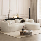ONEMMLION Boneless Couch for Living Room, 111" Oversized Sectional Comfy Sofa with Right-Facing Chaise, Luxury Modern Curved L Shape Couch with Extra Deep Seat, No Asembly Required, Beige White