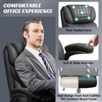HeroSet Office Chair, Ergonomic Big and Tall Computer Desk Chairs, Executive Breathable Leather Chair with Adjustable Flip-up Armrests, Lumbar Support Swivel PC Chair with Rocking Function,Matte Black