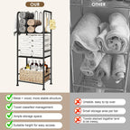 Towel Racks for Bathroom 3-Tier, Durable Metal Towel Rack Stand, Pool Items Holder, M-Shaped Detachable Dividers for Towel Storage, Space-Saving Storage Organizer Black, Patent Pending