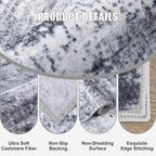 2'x6' Runner Rug Washable Rug: Modern Abstract Soft Thin Runner Rug Grey