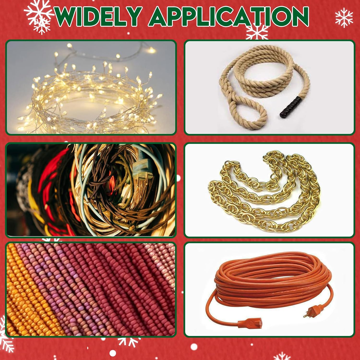 Set of 6 Rope Winder, Strong & Hangable Light & Cord Wind Up Christmas Light Storage for Organizing Christmas Lights & Electric Cords, Each Holds Up to 98 ft (Red, 7inch x 8inch)