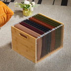 Sbanmao 2 Pack Hanging File Organizer, Clear Acrylic File Box Organizer, Bamboo Filing Box File Crate Storage Boxes, Portable Filing Organizer with Handle for Letter Size