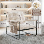 Comfy Accent Chair Cozy Reclining Sleeper Oversized Recliner Arm Chairs for Living Room Modern Lounge Armchair with Wood Armrests Sturdy Upholstered Single Sofa for Bedroom Home Office