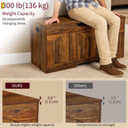 Garvee Storage Bench,39.3” Retro Wooden Storage Chest with U-Shaped Cut-Out Pull, Safety Hinge, Supports 300 lb and Easy Assembly for Toy Box Organizer,Brown