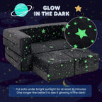 Costzon Modular Kids Play Couch Set, Glow in the Dark 2 Seat Toddler Chair, Fold Out Children Sofa Couch, Bedroom Playroom Furniture for Toddlers, Convertible Foam and Floor Cushion for Boys Girls