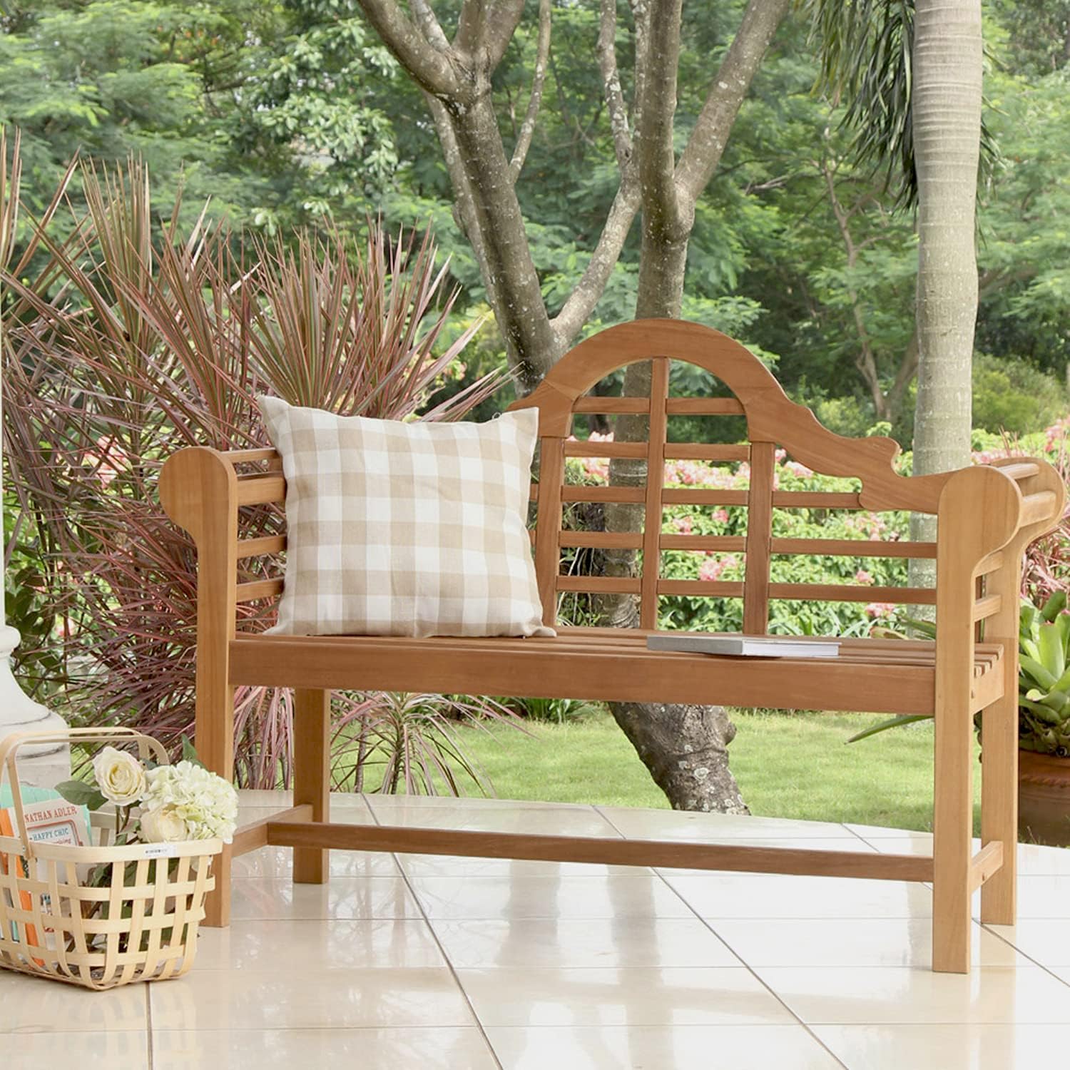 Cambridge Casual Lutyens 4-Foot Teak Wood Garden Bench, Outdoor Teak Bench for Patio, Porch, Deck, Lawn & Backyard, Weather-Resistant Wooden Outdoor Seating