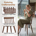 DUHOME Walnut Windsor Wooden Dining Chairs Set of 4, Wood Dining Room Chair Spindle Side Kitchen Room Country Farmhouse Chairs Walnut