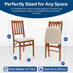 Stakmore Arts and Crafts Wooden Folding Chairs with Padded Seats, Set of 2 - No Assembly Foldable Dining Chairs, Steel Folding Mechanism, Upholstered Cushion, Space-Saving, Fruitwood Frame