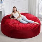 Hobestluk Bean Bag Chairs 6FT Beanbag Chair with Filler Adult Bean Bags with Removable Cover, Giant Bean Bag Chairs for Aduts (Velvet red)