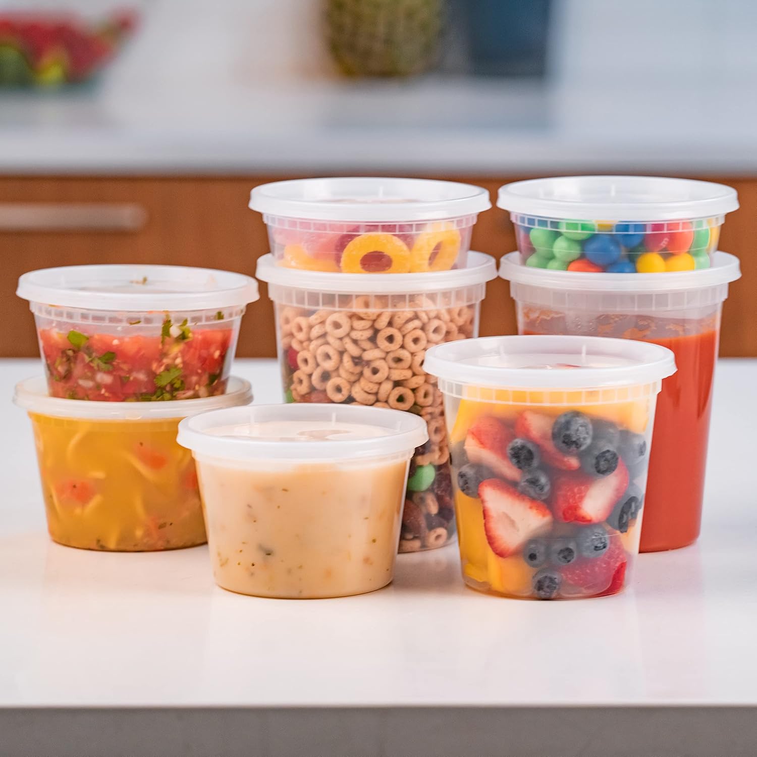 EDI [32 OZ, 40 Sets Plastic Deli Food Storage Containers with Airtight Lids | Microwave-, Freezer-, Dishwasher-Safe | BPA Free | Heavy-Duty | Meal Prep | Leakproof | Recyclable (Pack of 2)