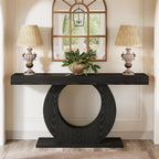 Tribesigns 63-Inch Console Sofa Table, Rustic Industrial Farmhouse Entryway Table, Narrow Long Couch Console Behind Sofa with Black Circle Base for Living Room Hallway, Black