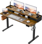 Homall Electric Standing Desk with 2 Drawers, Adjustable Height Computer Desk with Monitor Shelf Sit Stand Table with Splice Board Quick Install for Home Office (Rustic Brown, 48 Inch)