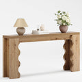 karlott 70.9" Farmhouse Entryway Table, Wood Console Table ，Behind Couch Table, Extra Long Sofa Table, Wavy Edge Design Console Table for Entryway, Entrance, Hallway, Forey, Living Room, Natural