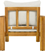 Merax 2 Piece Outdoor Patio Single Acacia Wood Chair with Water-Repellent Cushion, Transitional Lounge Armchair for Garden, Deck & Poolside