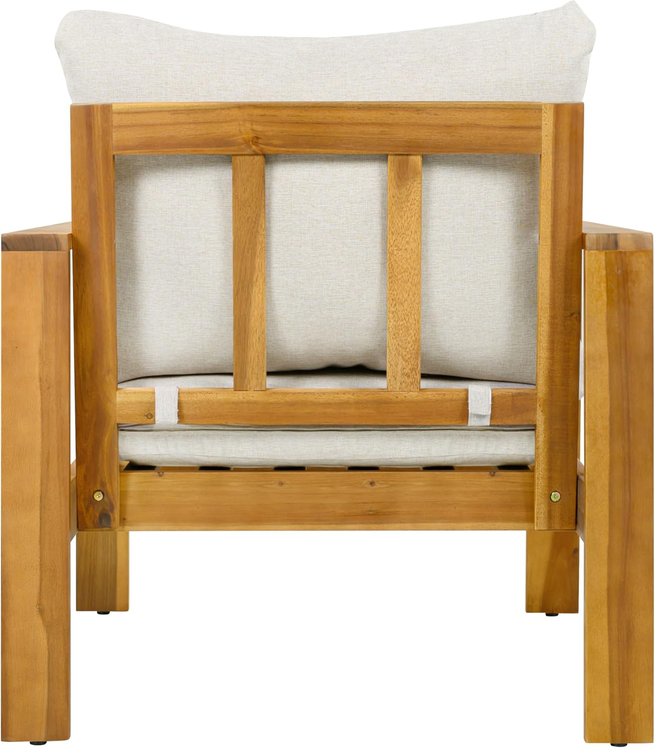 Merax 2 Piece Outdoor Patio Single Acacia Wood Chair with Water-Repellent Cushion, Transitional Lounge Armchair for Garden, Deck & Poolside