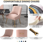 Dining Chairs,Modern Living Room Chairs, Velvet Upholstered Dining Room Chairs with Gold Legs,Tufted Accent Chair Set of 6 for Reception Room Bedroom Study Room(Pink)
