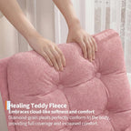 Modern Nursery Rocking Chair – High Backrest, Sturdy Wooden Legs, Soft Pink Lambswool Upholstery, Ergonomic Glider with Side Pocket, Cozy Accent Chair, Pink Lambswool Without Footrests
