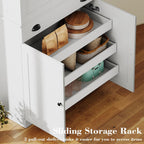 IRONCK Kitchen Pantry Cabinet 72" Height, Freestanding Cupboard with Drawer, Sliding Storage Rack, and 6 Hanging Shelves for Dining Room, Laundry, White
