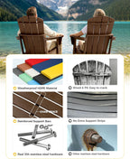 Folding Adirondack Chair Set of 4, Lightweight - Portable HDPE Patio Chair, All-Weather Space-Saving Foldable Fire Pit Seating for Camping, Backyard, Deck-Coffee