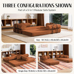 79" Corduroy Sofa Bed, Boneless Couch in a Box with 2 Pillows, High-Density Foam 4-in-1 Foldable Sleeper Futon Loveseat for Small Spaces, No Assembly, Side Pockets, Hex Arm Orange