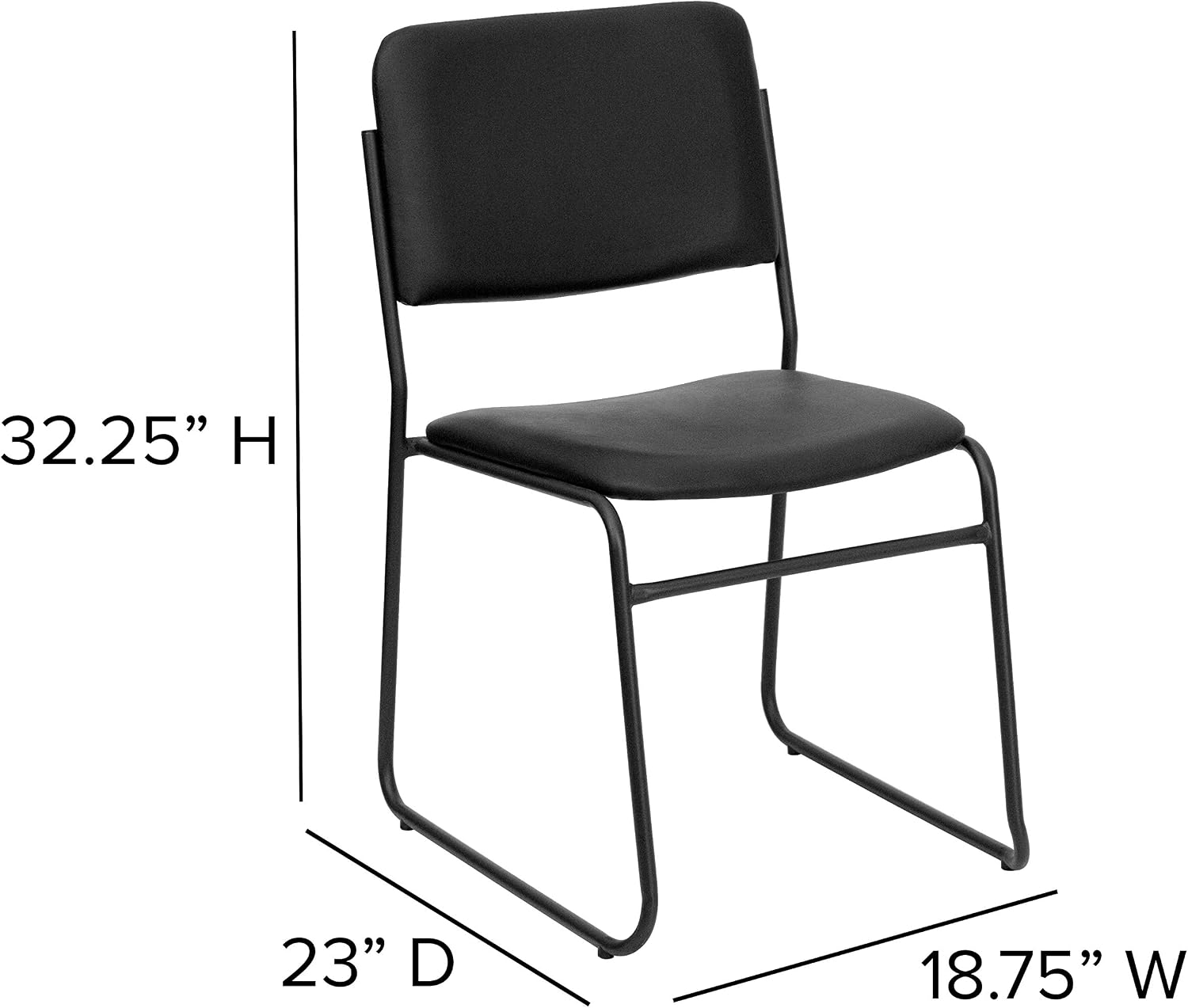EMMA + OLIVER 500 lb. Capacity High Density Black Vinyl Stacking Chair