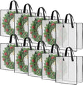 HFKPJRT 10 Pack Wreath Storage Bag, 26" 90 L Garland Container, Wreath Bags for Halloween Christmas Decorations, Large Clear Moving Bags with Handle, Under The Bed Storage for Bedding, Clothing, Toys
