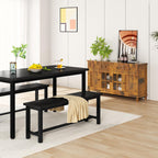 AWQM Table Bench, Pair of 2, Dining Bench, Thickened Steel Frame, Wood Bench, Industrial Style, for Kitchen and Dining Room, 12''Dx38.5''Wx17''H, Rustic Black