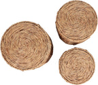 JONATHAN Y Zaria Water Hyacinth and Iron 3-Piece Nesting Table for Living Room with Drum Silhouette, Coastal Round Handwoven Side Tables, Natural TBL2503A-3SET