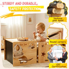 Montessori Weaning Table and Chair Set, 1-3 Year Old Kids Table and Chairs with Blackboard, Wooden Toddler Table and Chair Set Storage Hooks, Puzzle Storage Boards, for Dining, Sketching, and Reading