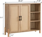 Mid-Century Modern Storage Cabinet, with Open Shelves & Adjustable Shelves, for Living Dining Room,for Kitchen Home