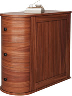 Vongrasig Narrow Nightstand with 3 Drawers, Wood Small Side Table for Bed or Sofa, Vintage Slim Night Stand for Living Room/Bedroom, Walnut