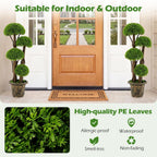 Goplus 3 FT Artificial Cypress Topiary Ball Tree, Faux Greenery Plant with Cement-Filled Planter, Vines, Real Wood Trunks, Indoor Outdoor Fake Shrub Plant for Office Home Front Porch Decor (2 Pack)