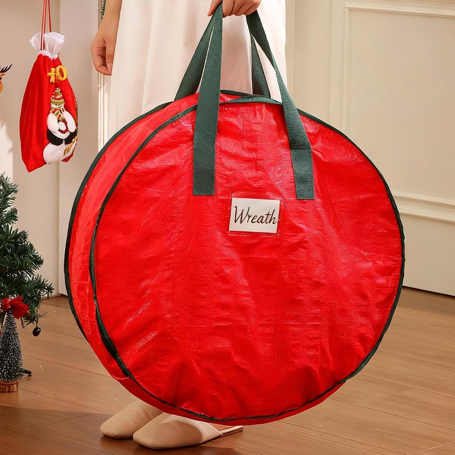 2 Pack 30" Wreath Storage Bags, Heavy Duty Christmas Wreath Organizer with Zipper & Handles, Large Holiday Storage for Wreaths, Garland & Greenery