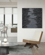 NANKAI Art Hand-Painted Thick Texture Black Canvas Art 24x24 inch Abstract Oil Home Wall Art Deco Painting