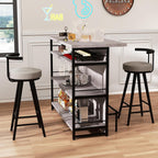 TANGZON 2 in 1 Kitchen Island, Industrial 4-Tier Bar Table with Storage Shelves, Wine Rack, Glass Holders & Footrests, Metal Frame Counter Home Bar Unit Wine Cabinet (Grey)